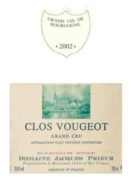 Rượu vang đỏ Jacques Prieur Clos Vougeot Grand Cru 2002