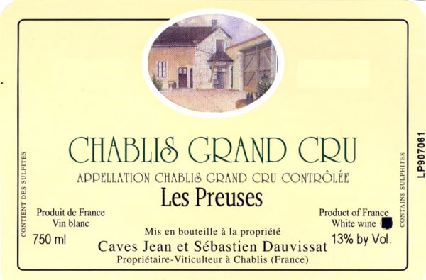 Rượu vang trằng Jean et Sebastien Dauvissat Chablis Les Preuses Grand Cru 2016
