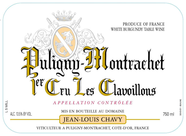 Rượu vang trằng Jean-Louis Chavy Puligny-Montrachet Les Clavoillons Premier Cru 2018
