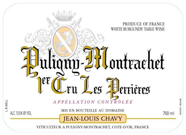 Rượu vang trằng Jean-Louis Chavy Puligny-Montrachet Les Perrieres Premier Cru 2017