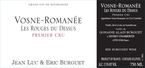 Rượu vang đỏ Jean-Luc & Eric Burguet Vosne-Romanee Les Rouges du Dessus Premier Cru 2020