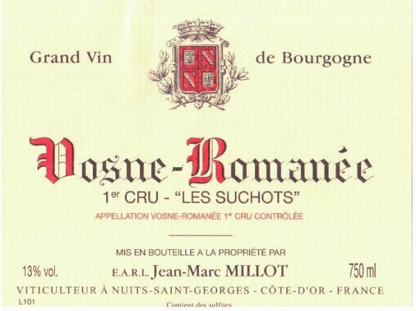Rượu vang đỏ Jean-Marc Millot Vosne-Romanee Les Suchots Premier Cru 2019