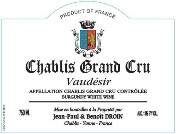 Rượu vang trằng Jean-Paul Droin Chablis Vaudesir Grand Cru 2022