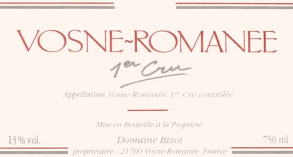 Rượu vang đỏ Jean-Yves Bizot Vosne-Romanee Premier Cru 2014