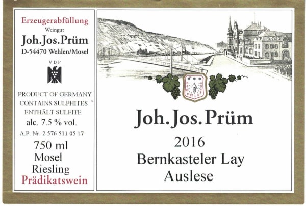 Rượu vang trằng J.J. Prum Bernkasteler Lay Riesling Auslese 2016