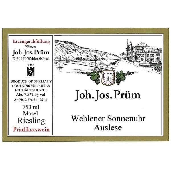Rượu vang trằng J.J. Prum Wehlener Sonnenuhr Auslese Riesling Goldkapsel/GKA #3103 2002