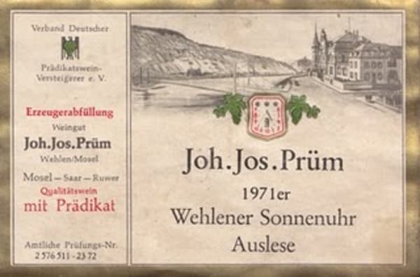 Rượu vang trằng J.J. Prum Wehlener Sonnenuhr Riesling Auslese 1971