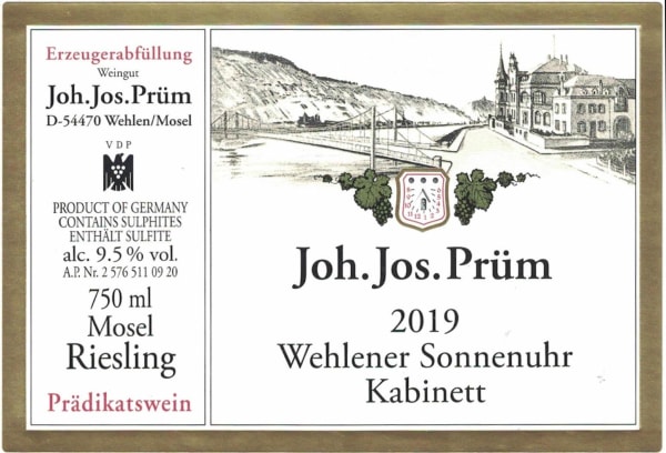 Rượu vang trằng J.J. Prum Wehlener Sonnenuhr Riesling Kabinett (chai Magnum 1,5 lít) 2019