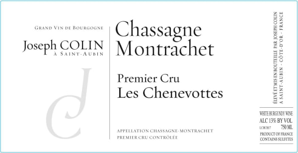 Rượu vang trằng Joseph Colin Chassagne-Montrachet Les Chenevottes Premier Cru 2019