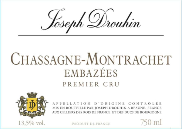 Rượu vang trằng Joseph Drouhin Chassagne-Montrachet Les Embazees Premier Cru 2016