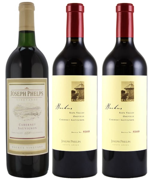 Rượu vang đỏ Joseph Phelps 3 Bottle Vertical Backus Vineyard Cabernet Sauvignon (1990, 2000, 2010)