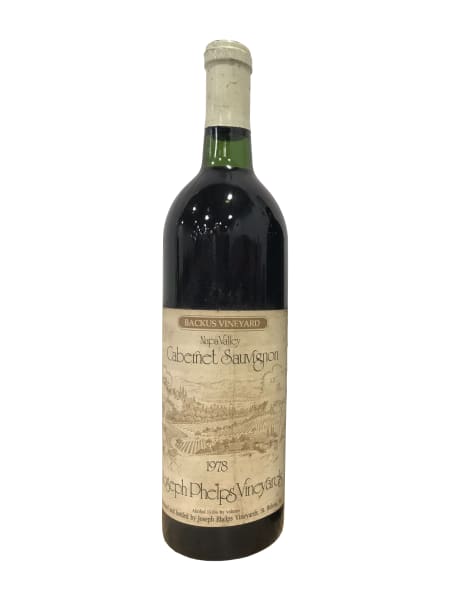Rượu vang đỏ Joseph Phelps Backus Vineyard Cabernet Sauvignon (bin soiled labels) 1978