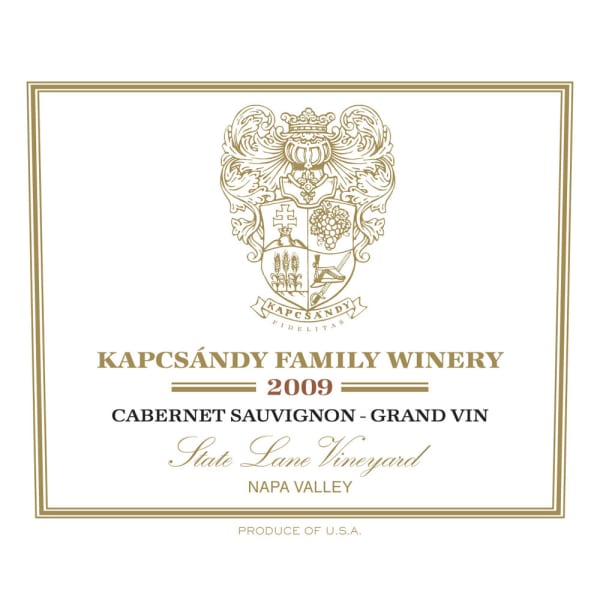 Rượu vang đỏ Kapcsandy Family Winery State Lane Cabernet Sauvignon Grand Vin (1.5L) 2009