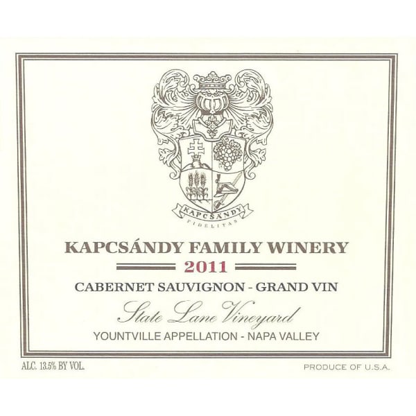 Rượu vang đỏ Kapcsandy Family Winery State Lane Cabernet Sauvignon Grand Vin (1.5L) 2011