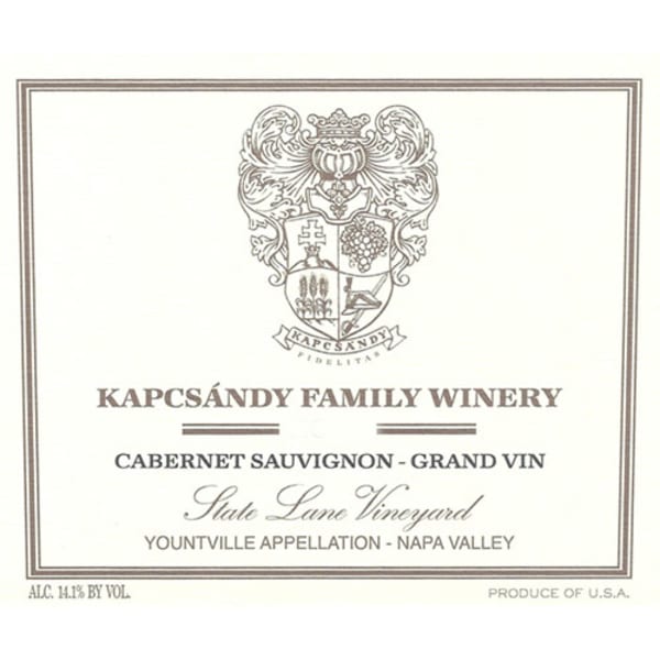 Rượu vang đỏ Kapcsandy Family Winery State Lane Cabernet Sauvignon Grand Vin 2013