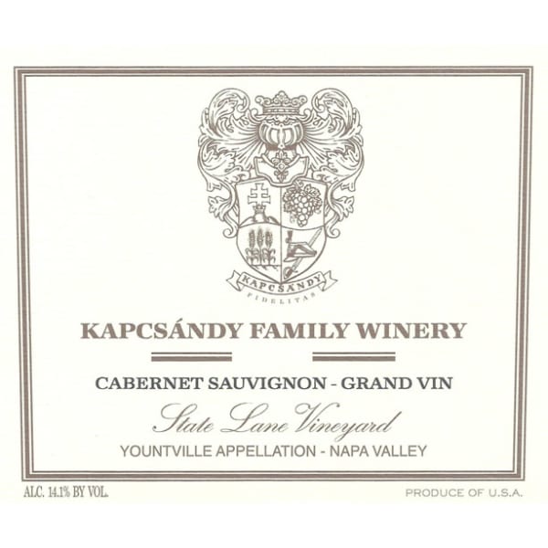 Rượu vang đỏ Kapcsandy Family Winery State Lane Cabernet Sauvignon Grand Vin 2014
