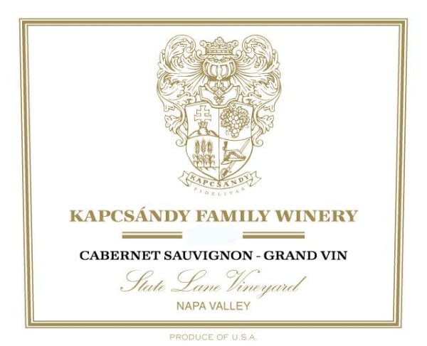 Rượu vang đỏ Kapcsandy Family Winery State Lane Cabernet Sauvignon Grand Vin 2015