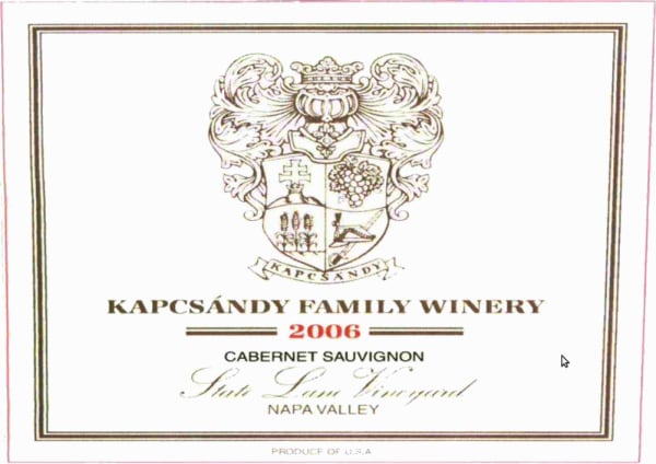 Rượu vang đỏ Kapcsandy Family Winery State Lane Cabernet Sauvignon (scuffed label - 1.5 Liter Magnum) 2006