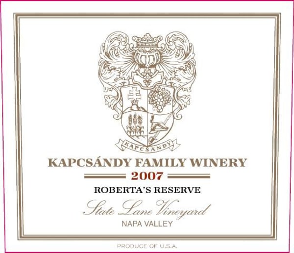 Rượu vang đỏ Kapcsandy Family Winery State Lane Vineyard Roberta's Reserve 2007