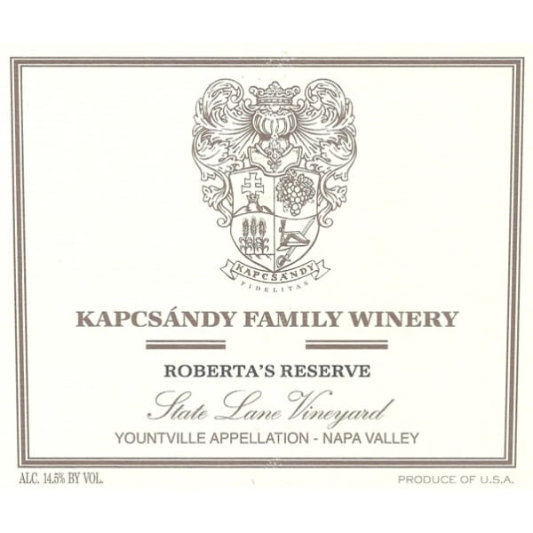Rượu vang đỏ Kapcsandy Family Winery State Lane Vineyard Roberta's Reserve 2014