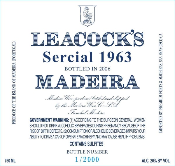 Rượu vang trằng Leacock's Madeira Sercial Vintage 1963