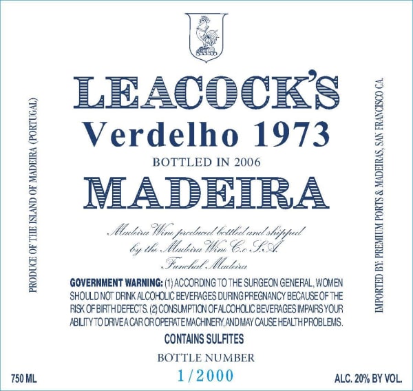Rượu vang trằng Leacock's Vintage Verdelho 1973
