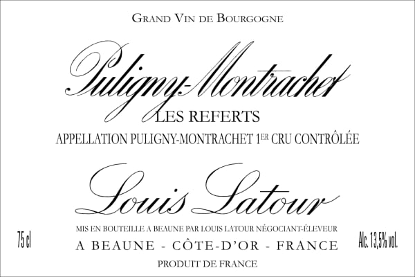Rượu vang trằng Louis Latour Puligny-Montrachet Les Referts Premier Cru 2018