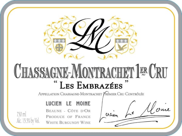 Rượu vang trằng Lucien Le Moine Chassagne-Montrachet Embrazees Premier Cru 2019