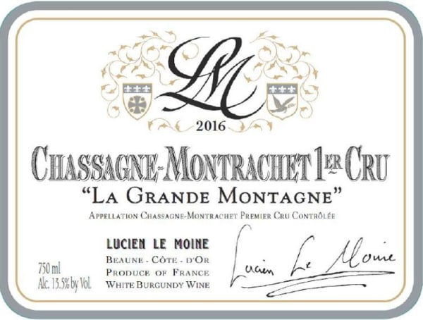 Rượu vang trằng Lucien Le Moine Chassagne-Montrachet Grande Montagne Premier Cru 2016