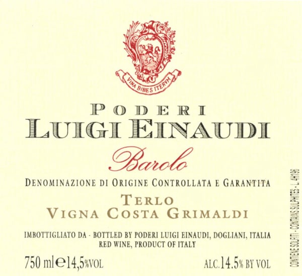 Rượu vang đỏ Luigi Einaudi Barolo Costa Grimaldi (chai 3 lít) 2013