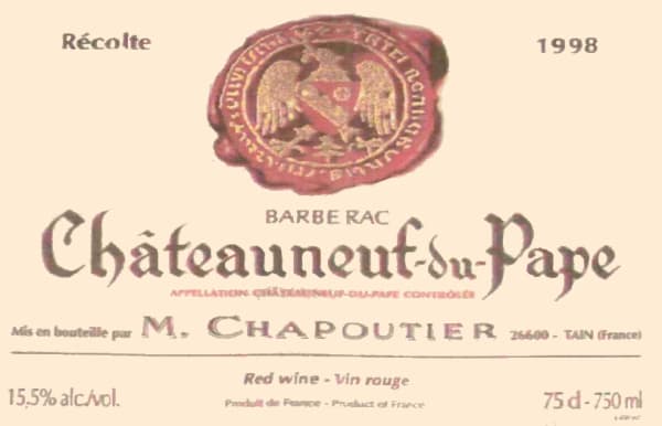 Rượu vang đỏ M. Chapoutier Chateauneuf-du-Pape Barbe Rac (chai Magnum 1,5 lít) 1998