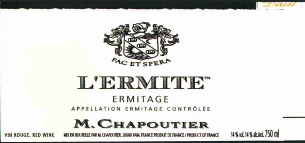 Rượu vang đỏ M. Chapoutier Ermitage l'Ermite 2005