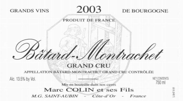 Rượu vang trằng Marc Colin Batard Montrachet Grand Cru 2003