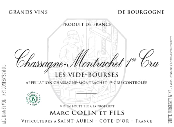 Rượu vang trằng Marc Colin Chassagne-Montrachet Vide Bourse Premier Cru 2016