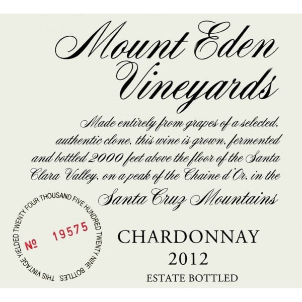 Rượu vang trằng Mount Eden Vineyards Estate Chardonnay 2012