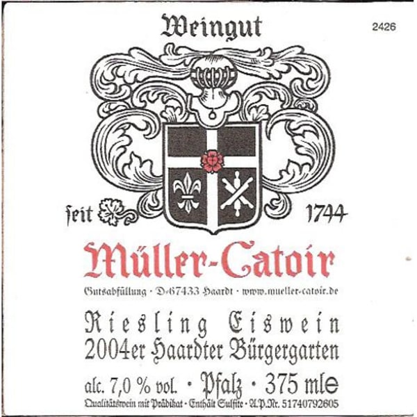 Rượu vang trằng Muller-Catoir Haardter Burgergarten Riesling Auslese (chai 375 ml) 2004
