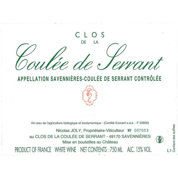 Rượu vang trằng Nicolas Joly Savennieres Clos de la Coulee de Serrant 2013