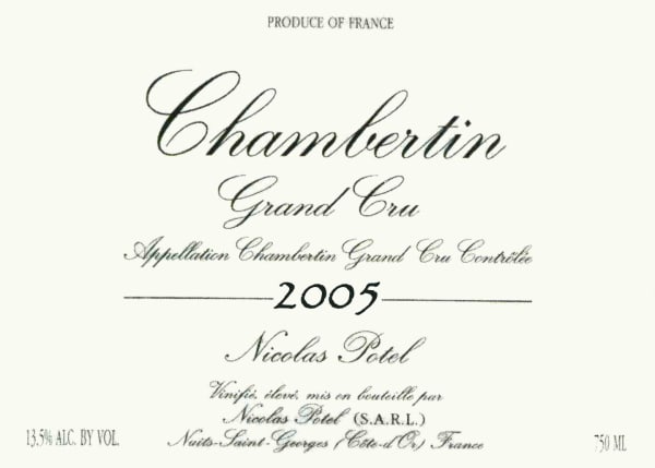 Rượu vang đỏ Nicolas Potel Chambertin Grand Cru 2005