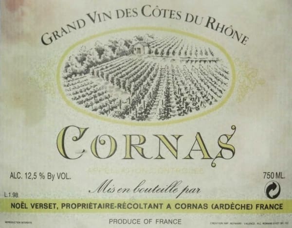 Rượu vang đỏ Noel Verset Cornas 1991