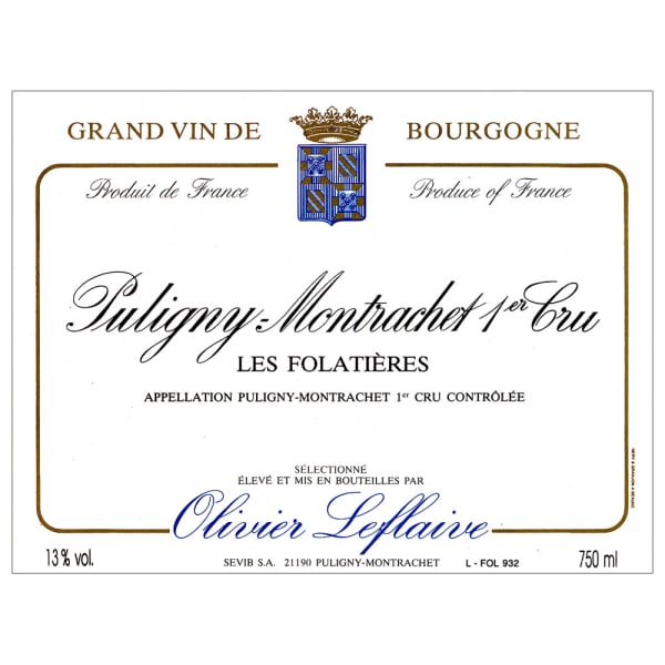 Rượu vang trằng Olivier Leflaive Puligny-Montrachet Les Folatieres Premier Cru 2014