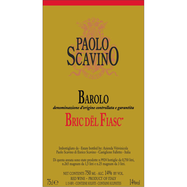 Rượu vang đỏ Paolo Scavino Barolo Bric del Fiasc (chai Magnum 1,5 lít) 2014