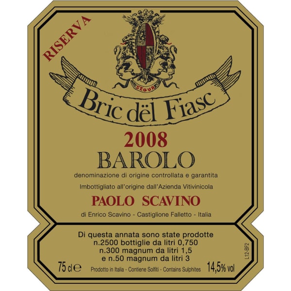 Rượu vang đỏ Paolo Scavino Barolo Bric del Fiasc Riserva (chai Magnum 1,5 lít) 2008