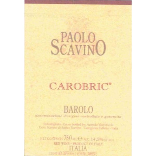 Rượu vang đỏ Paolo Scavino Barolo Carobric (chai Magnum 1,5 lít) 1999