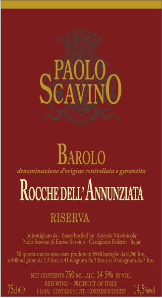 Rượu vang đỏ Paolo Scavino Barolo Rocche dell'Annunziata Riserva (chai Magnum 1,5 lít) 2016