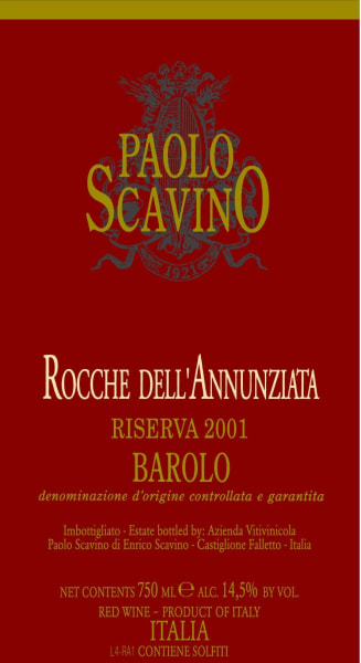 Rượu vang đỏ Paolo Scavino Barolo Rocche dell'Annunziata Riserva 2001
