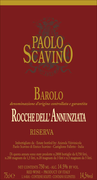 Rượu vang đỏ Paolo Scavino Barolo Rocche dell'Annunziata Riserva 2013