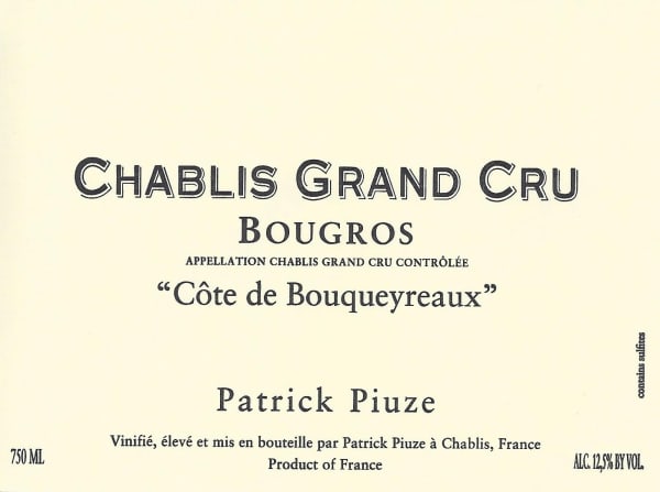 Rượu vang trằng Patrick Piuze Chablis Grand Cru Bougros Cote de Bouqueyreaux 2018