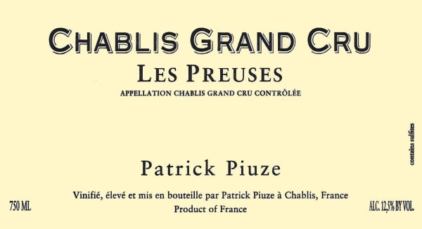 Rượu vang trằng Patrick Piuze Chablis Les Preuses Grand Cru 2015