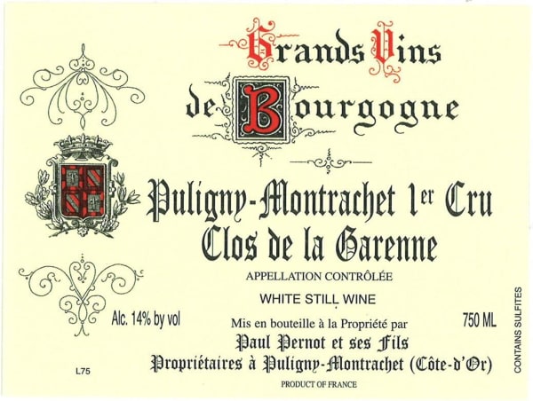 Rượu vang trằng Paul Pernot Puligny-Montrachet Clos de la Garenne Premier Cru 2013