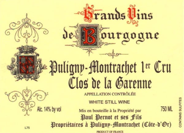 Rượu vang trằng Paul Pernot Puligny-Montrachet Clos de la Garenne Premier Cru 2017